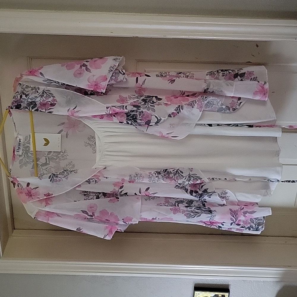 Floral wrap with  white camisole